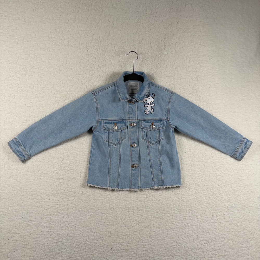 Zara Kids Peanuts Snoopy Charlie Brown Denim Jacket Light Wash Size 7